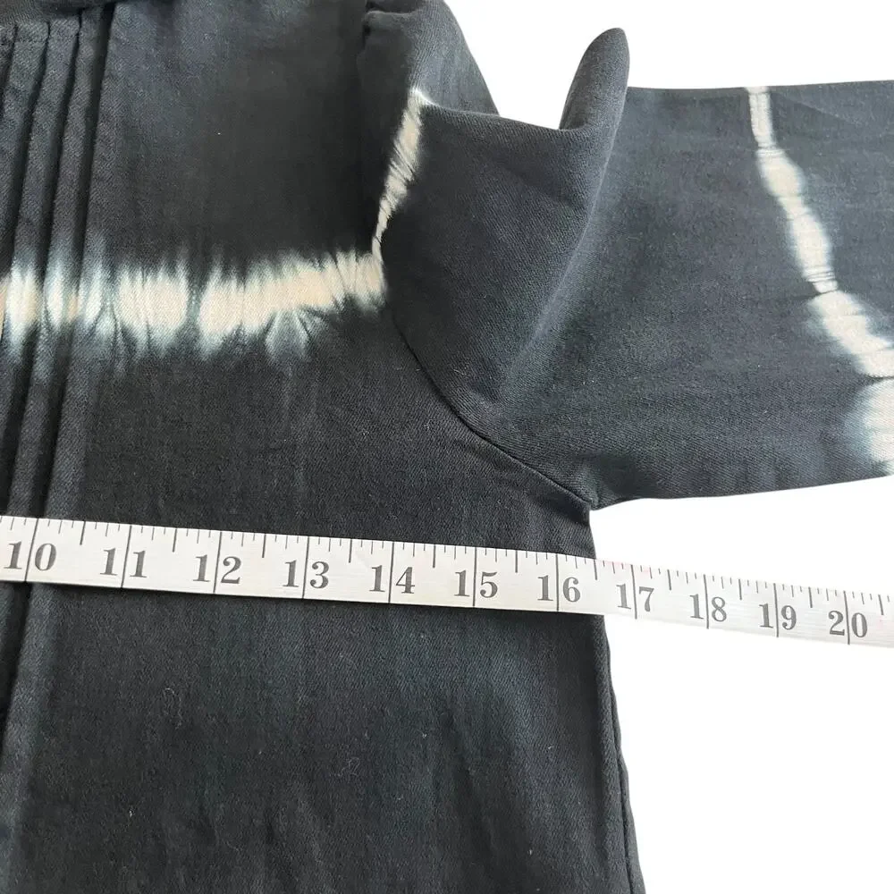 Steph Girls Black Denim Tie Dye Baby Doll Long Sleeve Exaggerated Collar Dress